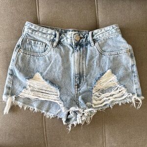 PacSun Blue Jean Shorts High-Waisted Distressed
